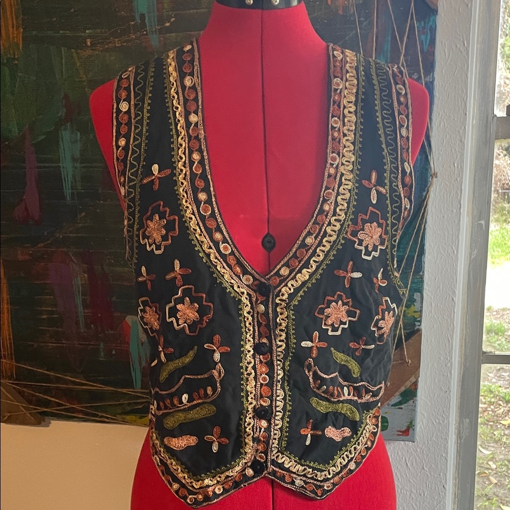 Expressions Black Embroidered Vest